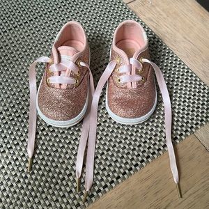 NEW! KATE SPADE ( Keds) Pink Glitter w/ satin lace sneakers